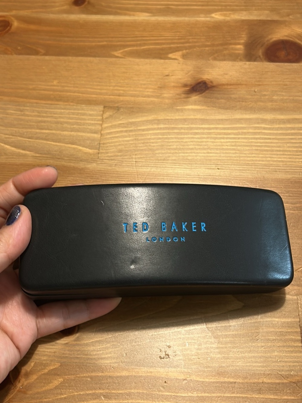 Ted Baker Black Eyewear Case with Blue Logo Accents